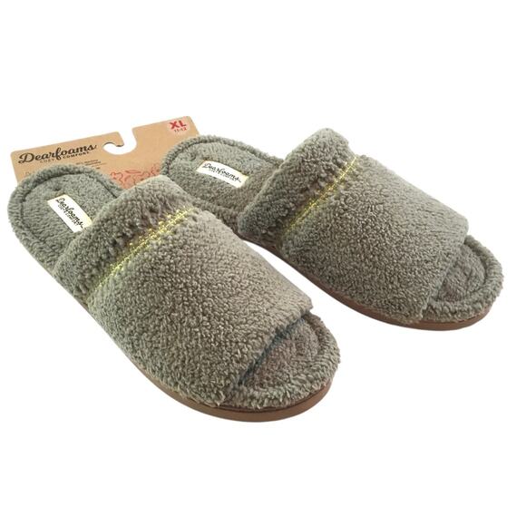 Dearfoam Slippers NWT Cozy Comfort Green Slip-On XLarge Size 11-12 - Picture 4 of 6